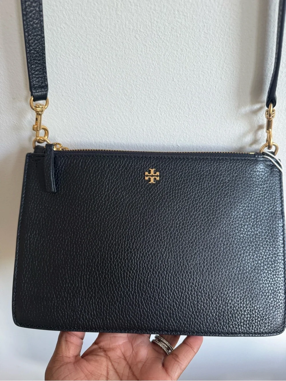 Tory Burch Black Pebbled Leather Crossbody Bag NWT